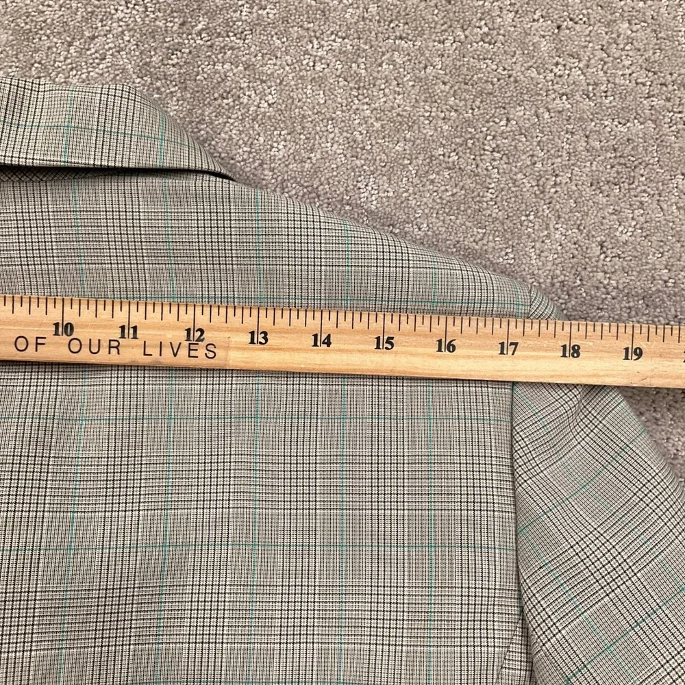 Evan Picone Skirt Suit Womens 16 Beige Turquoise Glen Plaid 2 pc Business Office